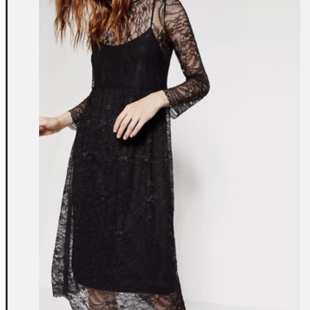 Zara Elegant Black Lace Dress